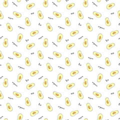 Avocado Vegetables seamless pattern. Vegetarian healthy bio food background, Vegan organic eco products. Vector illustration
