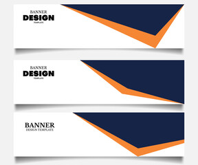 Fototapeta premium set of abstract web business banner background with dark blue and orange color