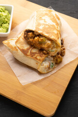 Picadillo burrito with beans and cheese. Mexican food