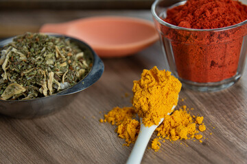 Ground red culinary condiment made from annatto (Bixa orellana)
