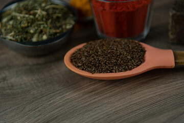 Ground red culinary condiment made from annatto (Bixa orellana)