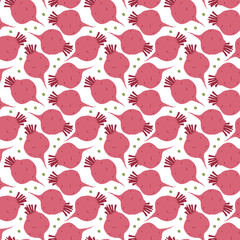 Beetroot Vegetables seamless pattern. Vegetarian healthy bio food background, Vegan organic eco products. Vector illustration