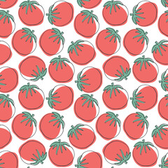 Tomato Vegetables seamless pattern. Vegetarian healthy bio food background, Vegan organic eco products. Vector illustration