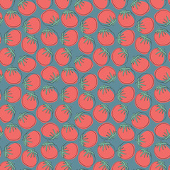 Tomato Vegetables seamless pattern. Vegetarian healthy bio food background, Vegan organic eco products. Vector illustration