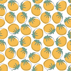 Tomato Vegetables seamless pattern. Vegetarian healthy bio food background, Vegan organic eco products. Vector illustration