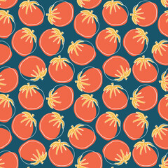 Tomato Vegetables seamless pattern. Vegetarian healthy bio food background, Vegan organic eco products. Vector illustration