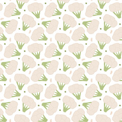 Broccoli or Cauliflower Vegetables seamless pattern. Vegetarian healthy bio food background, Vegan organic eco products. Vector illustration