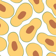 Avocado Vegetables seamless pattern. Vegetarian healthy bio food background, Vegan organic eco products. Vector illustration