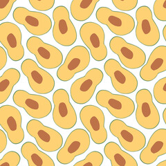 Avocado Vegetables seamless pattern. Vegetarian healthy bio food background, Vegan organic eco products. Vector illustration