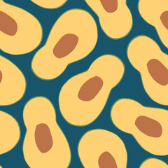 Avocado Vegetables seamless pattern. Vegetarian healthy bio food background, Vegan organic eco products. Vector illustration