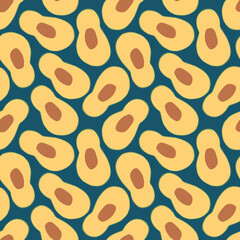 Avocado Vegetables seamless pattern. Vegetarian healthy bio food background, Vegan organic eco products. Vector illustration
