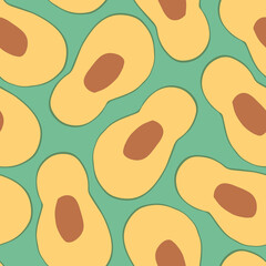 Avocado Vegetables seamless pattern. Vegetarian healthy bio food background, Vegan organic eco products. Vector illustration