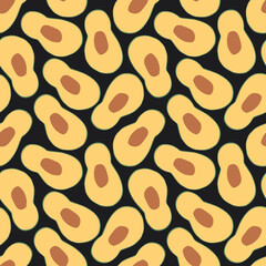 Avocado Vegetables seamless pattern. Vegetarian healthy bio food background, Vegan organic eco products. Vector illustration