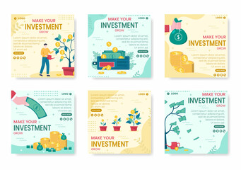 Obraz na płótnie Canvas Business Investment Post Template Flat Design Illustration Editable of Square Background Suitable for Social media, Greeting Card and Web Internet Ads