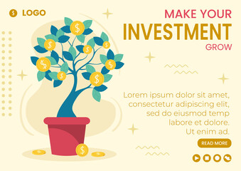 Business Investment Brochure Template Flat Design Illustration Editable of Square Background Suitable for Social media, Greeting Card and Web Internet Ads
