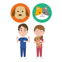 動物病院の男女獣医