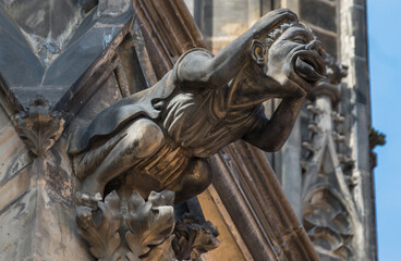 Details of some gargoyles that can be seen at St. Vitus Cathedral - Prague, Czech Republic