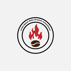Coffee and fire labels. Different logos, badges, emblems collection on white background. Vector illustration.