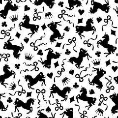 Romantic rocking horse seamless pattern,