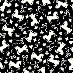 Plakat Romantic rocking horse seamless pattern,