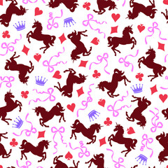 Romantic rocking horse seamless pattern,