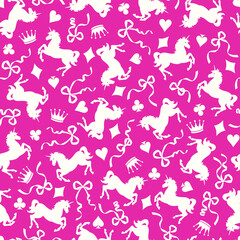 Romantic rocking horse seamless pattern,
