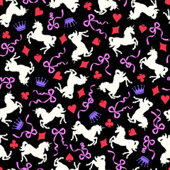 Romantic rocking horse seamless pattern,