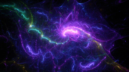 Abstract background, smooth blue lines on a black background