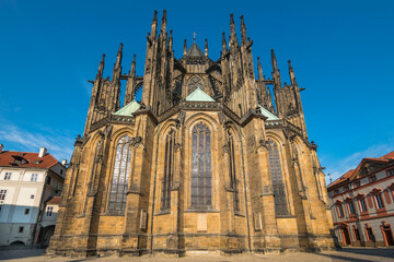 Fototapeta na wymiar Back view of St. Vitus Cathedral - Prague, Czech Republic