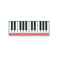 illustration of piano alphabet for children, vector art.