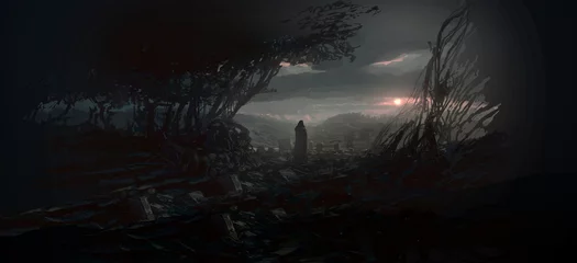 Futuristic science fiction space artwork. Digital art. Fantasy scenery. © Jakub