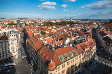 Fototapeta na wymiar Prague, Czech Republic, June 2019 - broad view of Prague during the afternoon from a viewpoint at St. Nicholas Church