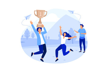 vector illustration.
people stand on the podium first,
second and third place.
best score winner prize