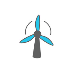 Wind Power Icon in color icon, isolated on white background 