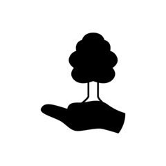 Conservation Icon in black flat glyph, filled style isolated on white background