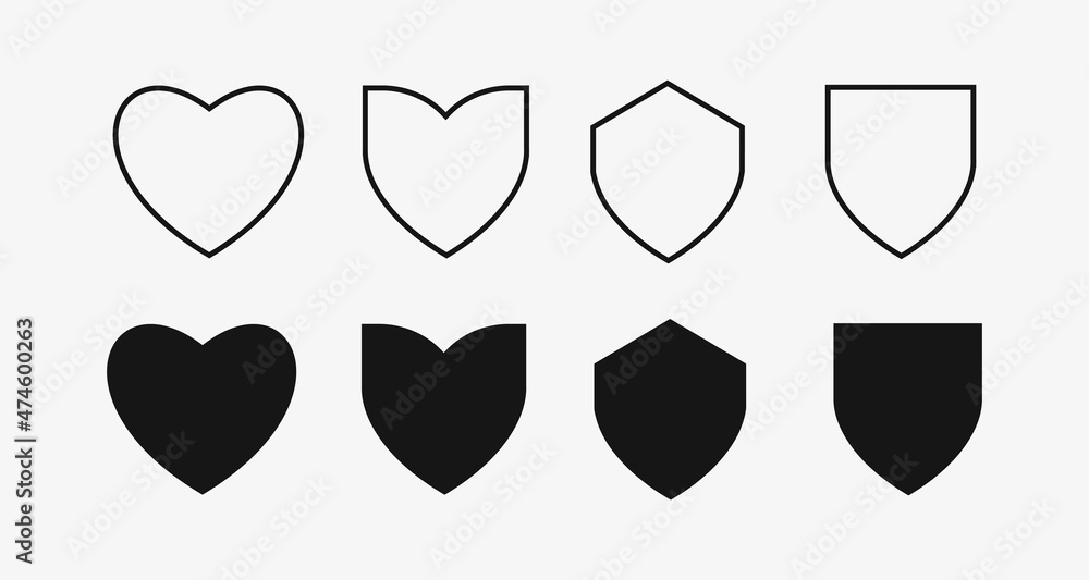 Poster set of shield icons design element isolated on white background.