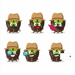 Detective chocolate sugar candy cute cartoon character holding magnifying glass