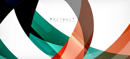 Fototapeta premium Color circle shapes, minimal geometric background. Trendy dynamic composition. Vector Illustration For Wallpaper, Banner, Background, Landing Page