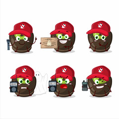 Ghost hunter cartoon chocolate sugar candy character using camera