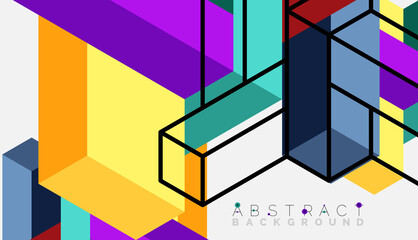 Abstract background. 3d cubes, cubic elements and blocks. Techno or business concept for wallpaper, banner, background, landing page