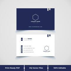 blue modern elegant corporate company business card design template 
