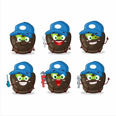 mechanic chocolate sugar candy cute mascot character with pliers