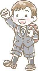小学校に入学する男の子のイラスト　背景なし