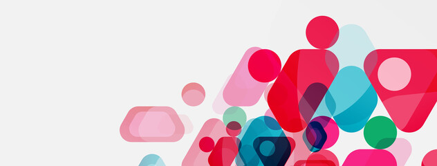 Color bubbles and rounded geometric shapes on white. Vector geometric minimal abstract background for wallpaper, banner, background, landing page