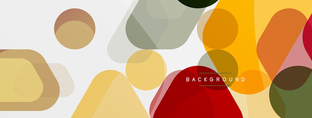 Color bubbles and rounded geometric shapes on white. Vector geometric minimal abstract background for wallpaper, banner, background, landing page