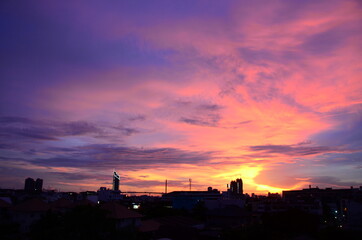 dramatic Sunset sky range beautiful landscape dusk golden time vibrant sky. Beautiful landscape vivids panorama scenery dawn dramatic sky timelapse. Sunrise landscape golden sky sunlight