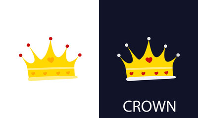 Golden crown of kings and queens with red elements. For dark and light backgrounds. Vector illustration. © Svjatoslav