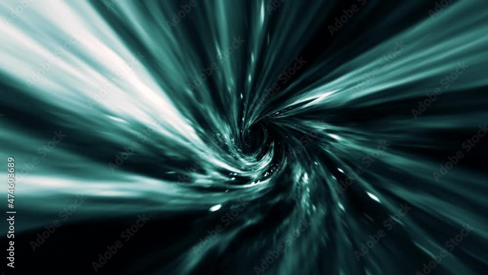 Poster abstract light green blue hyperspace warp tunnel through time and space animation. 4k 3d loop sci-fi