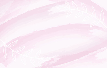 abstract watercolor pink background with leaves