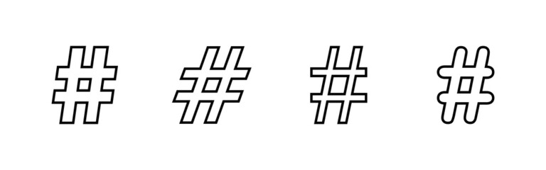 Hashtag icons set. hashtag sign and symbol